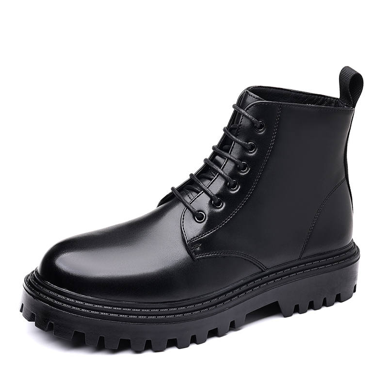 WEISHIBANGWEI WEISHIBANGWEI Microfiber Leather Short Combat Boots Men's Black