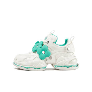 OOPPSS C Cow Leather Low top Chunky Sneakers 6cm Women's Turquoise
