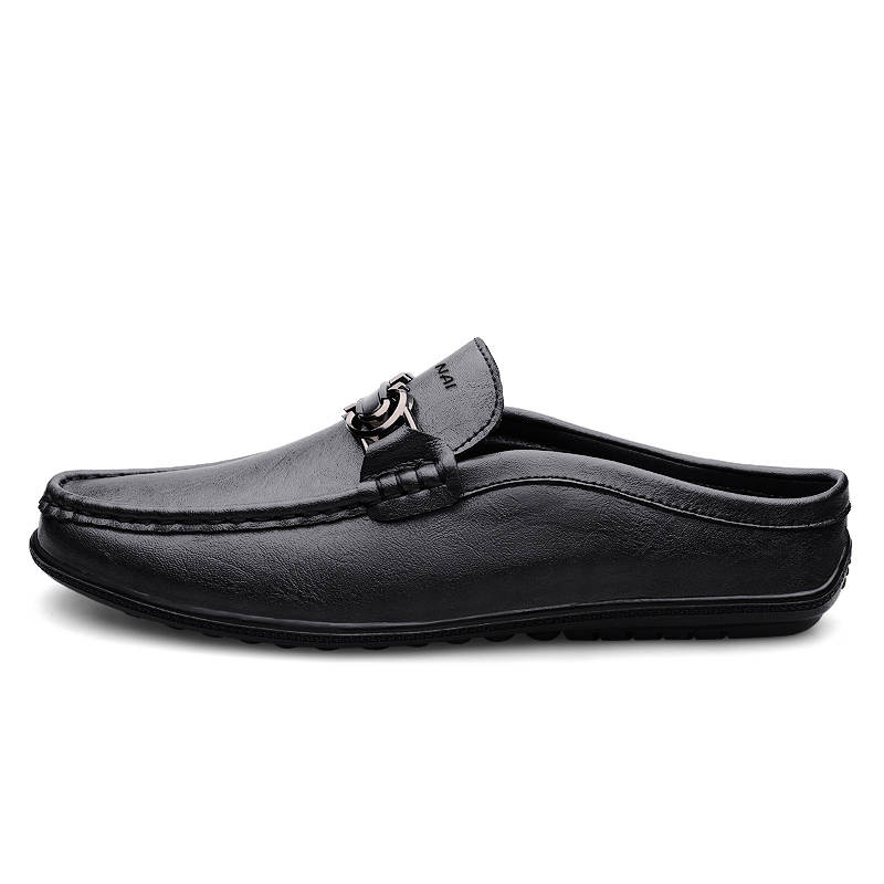 WENNAI Top Grain Cow Leather Casual Shoes Men's Black