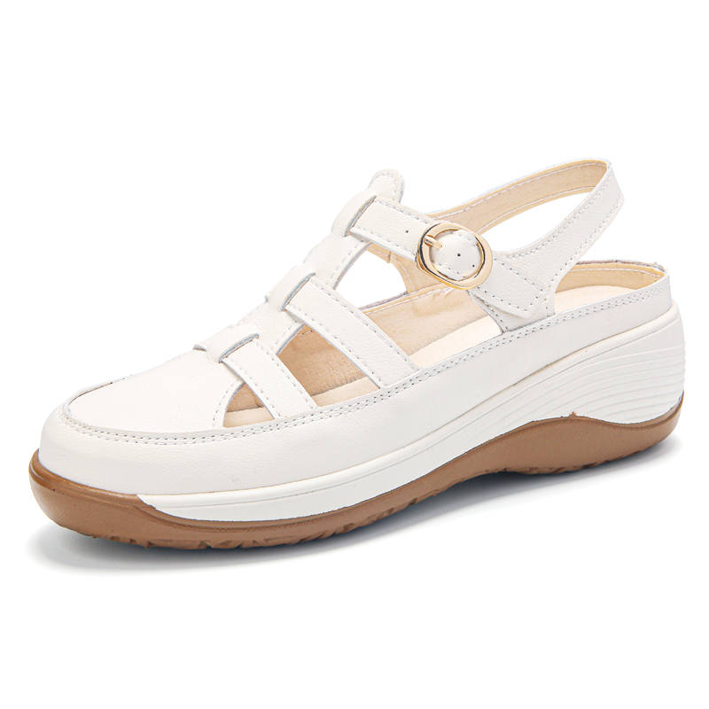 Reivantix Reivanti Microfiber Leather Roman Sandals 5CM Women's Beige