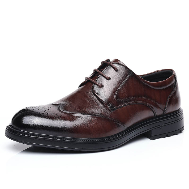 DAOTUSEN Casual Leather Shoes Men's Low Top Black Brown