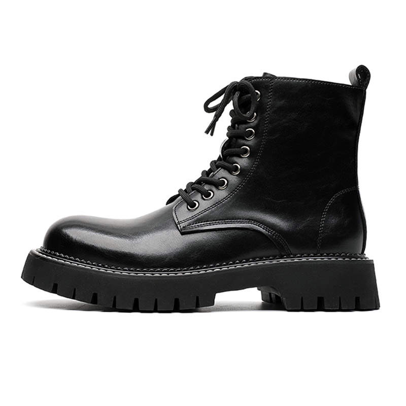 ZONEJOY ZONEJOY Synthetic Leather Comfortable And Trendy Crew Combat Boots Men's Black