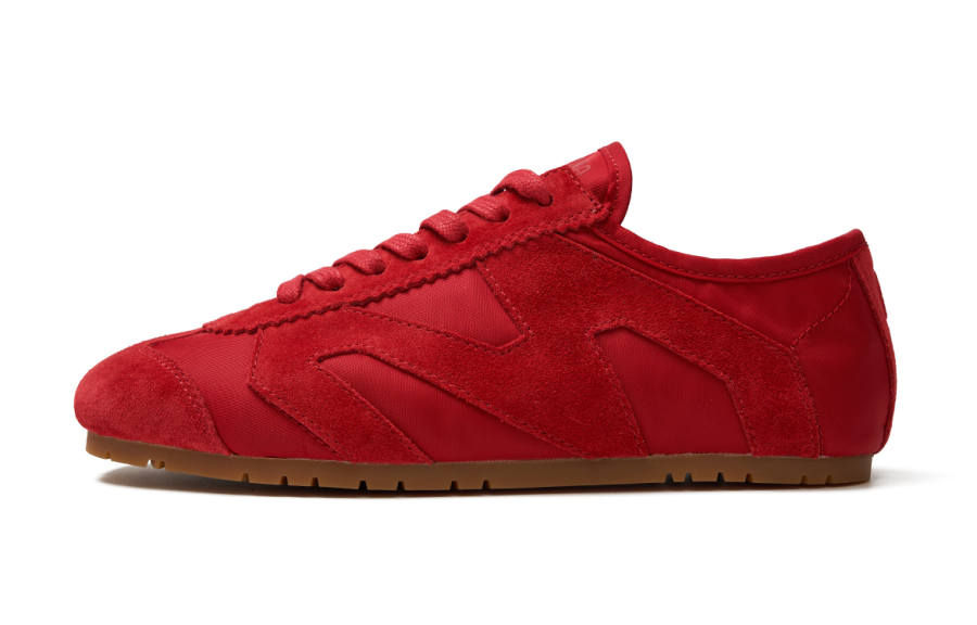 MINNETONKA Nylon Basic MS70 German Army Trainers Cow Split Leather Low top Casual Shoes Women's Red