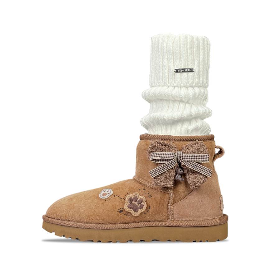 UGG CLASSIC MINI YDCC Corduroy Sweetheart Short Snow Boots Women's Chestnut