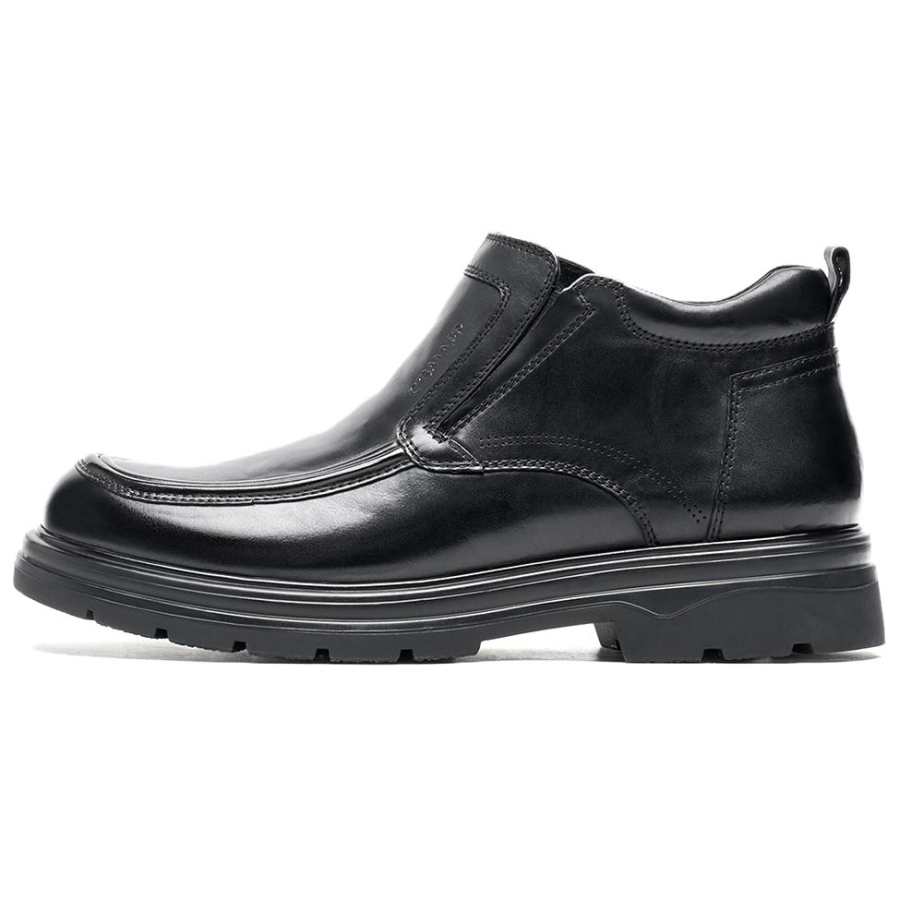 C°BANNER Cow Leather Business Fleece Lined Commute Men's Casual Shoes Men's Black
