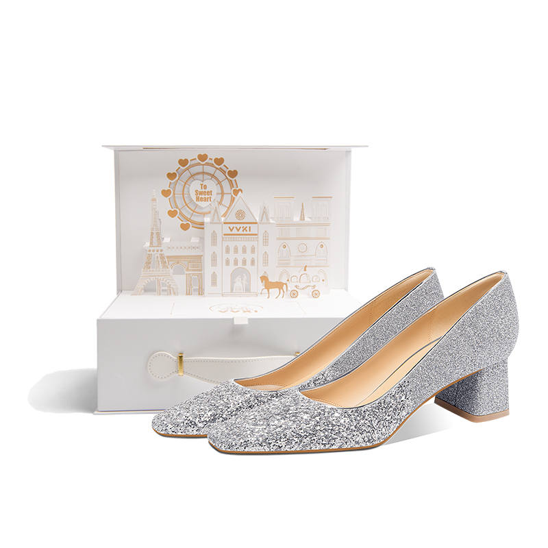 VVKI VVKI Chunky Heel High Heels Women's Silver Box