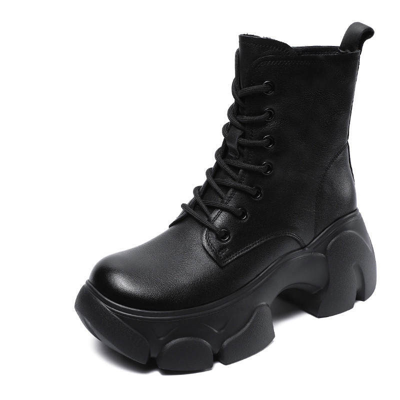 Devanro Top Grain Cow Leather Ankle Boots 7cm Women's