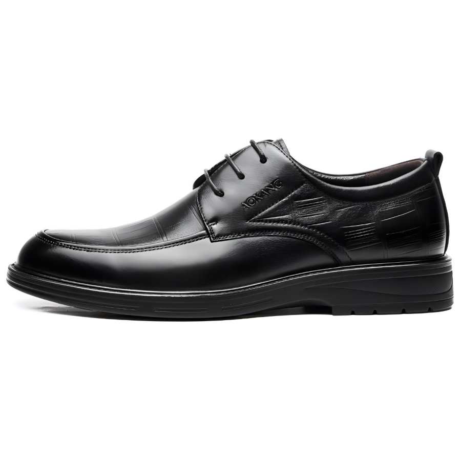 AOKANG Casual Leather Shoes Men's Low Top Black, Dark Brown