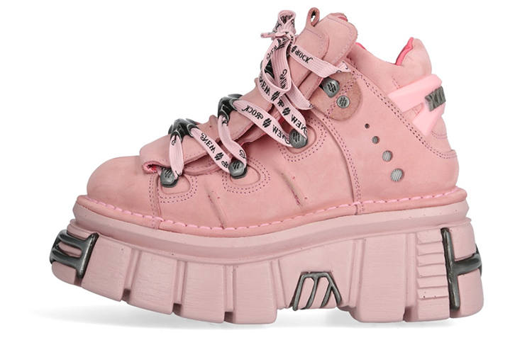NEW ROCK Top Grain Cow Leather Low top Casual Shoes Unisex Pink