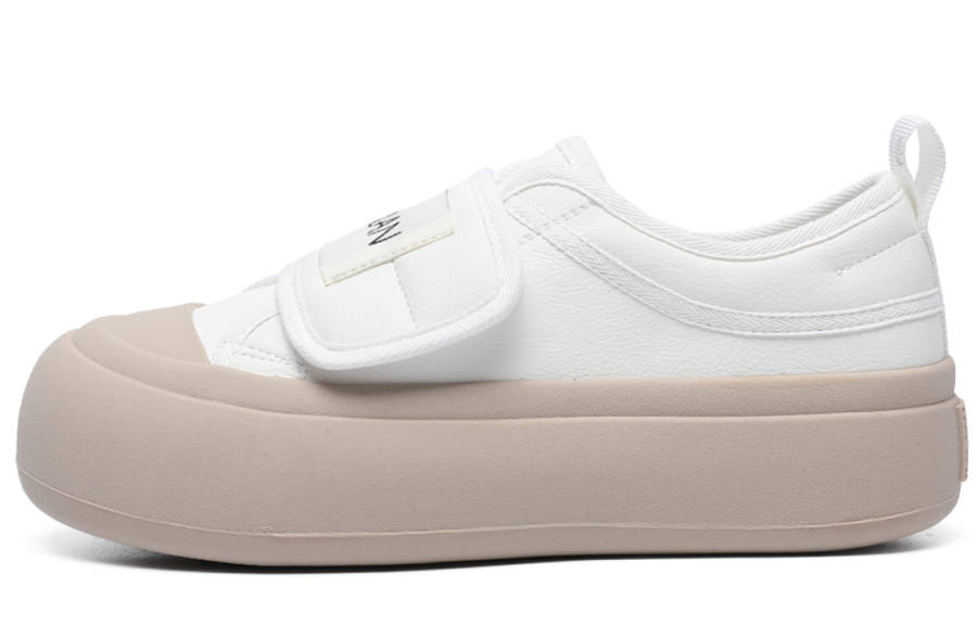 EBLAN Leather Low top Stylish Skateboarding Shoes Women's Beige Apricot