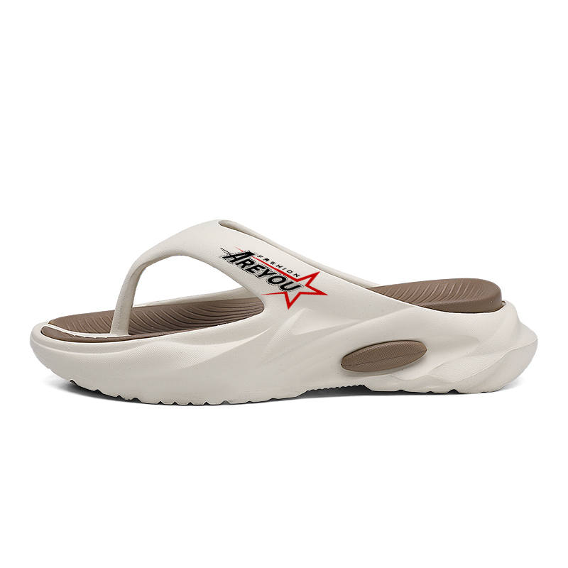 YINGLUNQISHI Flip Flops Men's Beige Brown