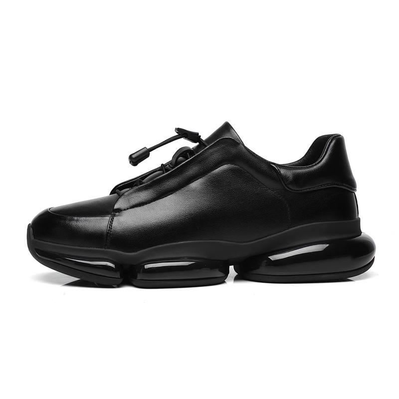 POPULAR ROUSE PR Cow Split Leather Comfortable Breathable Low top Casual Shoes Men's Black