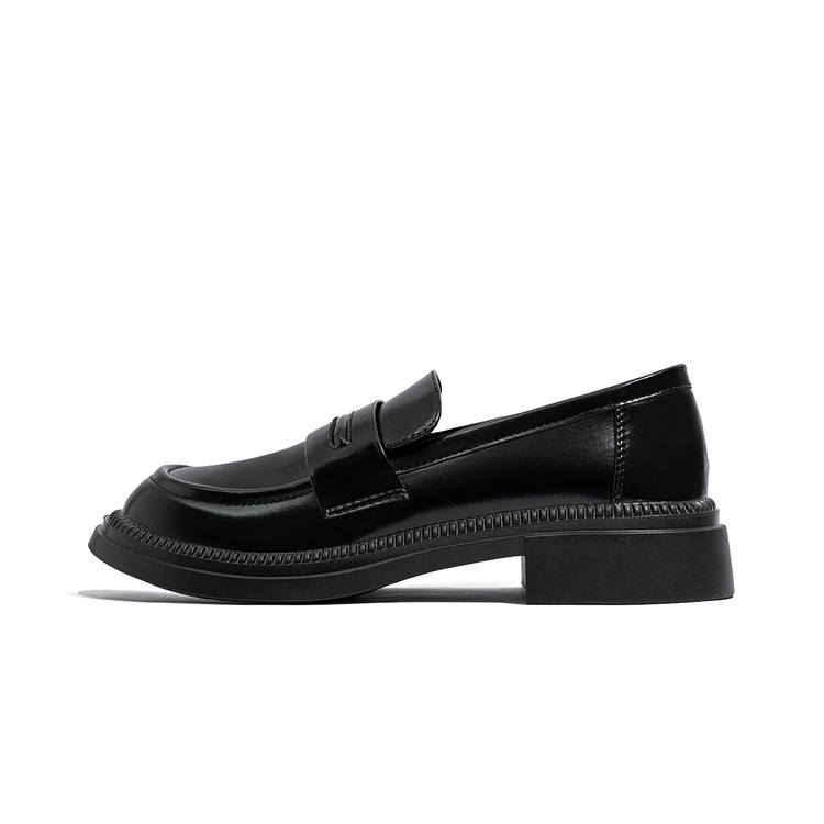 LAOMIAO Cow Split Leather Loafers 4cm Women's Black