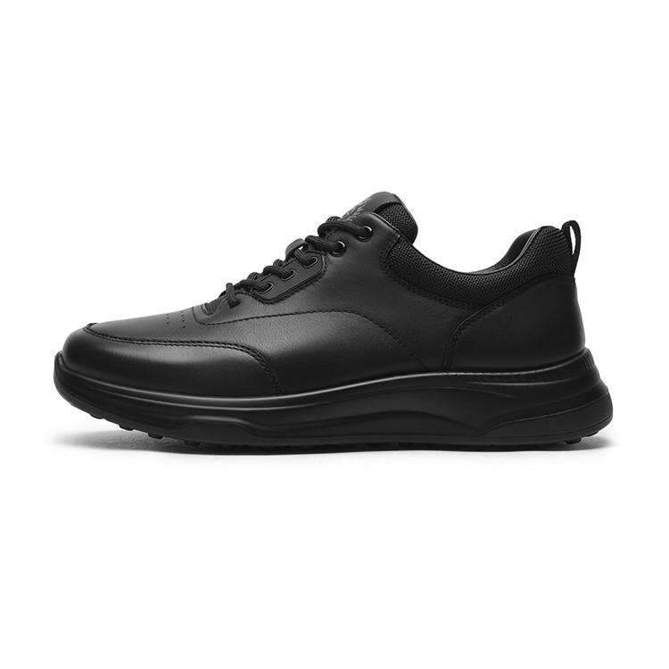 GOLDLION Top Grain Cow Leather Slip Resistant Low top Casual Shoes Men's Black