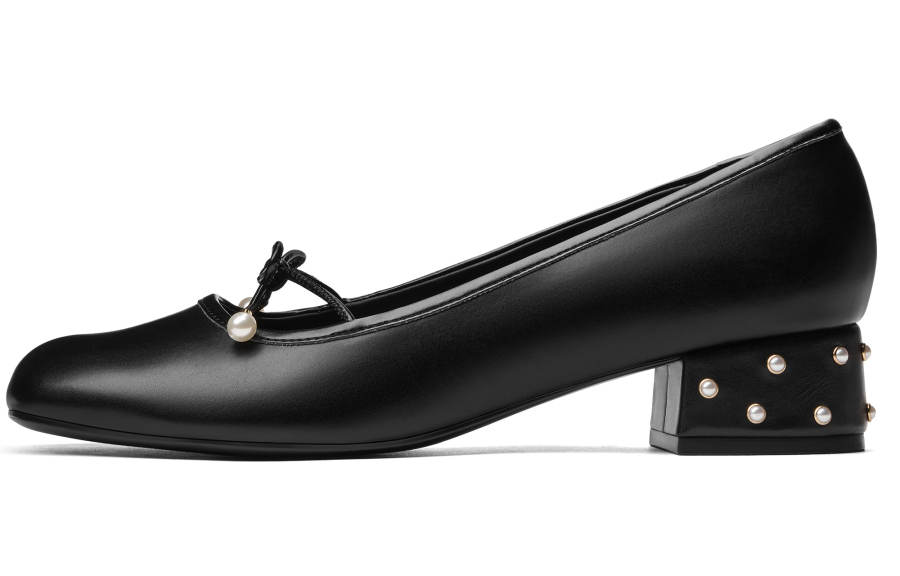 CHARLES&KEITH Small Ck Pu Block Heel Mary Jane Shoes 3.5cm Women's Black