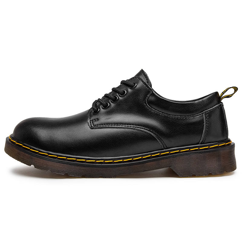 DUNNU Casual Leather Shoes Men's Low Top Black