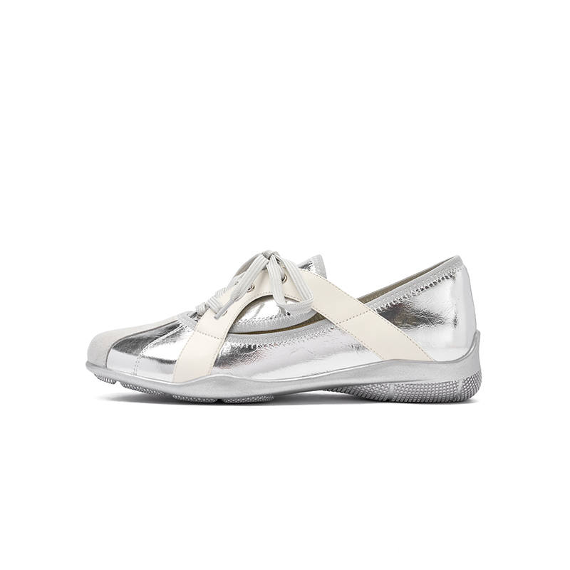 Talitaqoom Cow Leather Low top Casual Shoes Women's Silver White