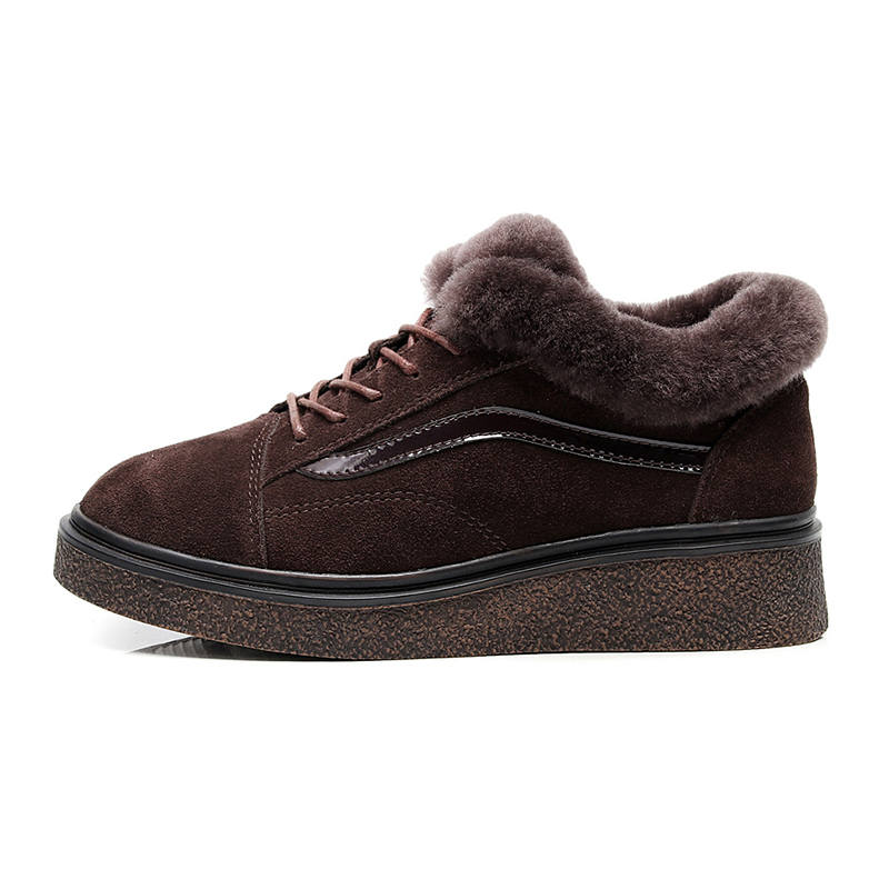 GUOLUOFEI Cow Suede Thickened And Fleece Lined, Thermal Slip Resistant Low top Casual Shoes Women's