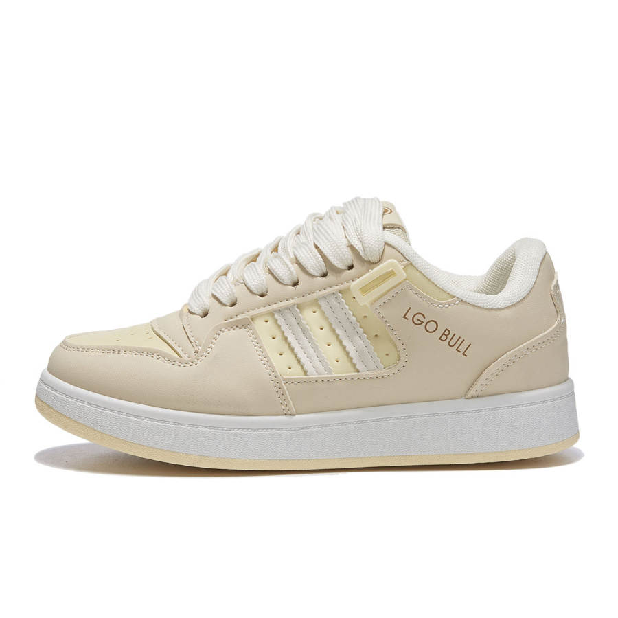 KEMANIKE Synthetic Leather Slip Resistant, Abrasion Resistant, Breathable Low top Skateboard Shoes Women's Custard