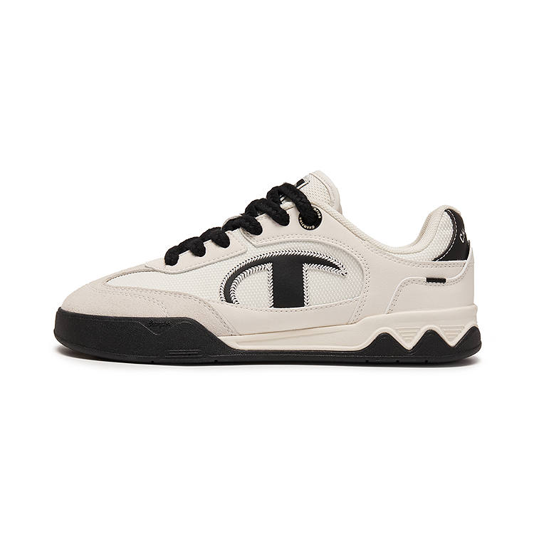 Champion Textile, Synthetic Leather Low top Skateboard Shoes Women's Milk White/Black
