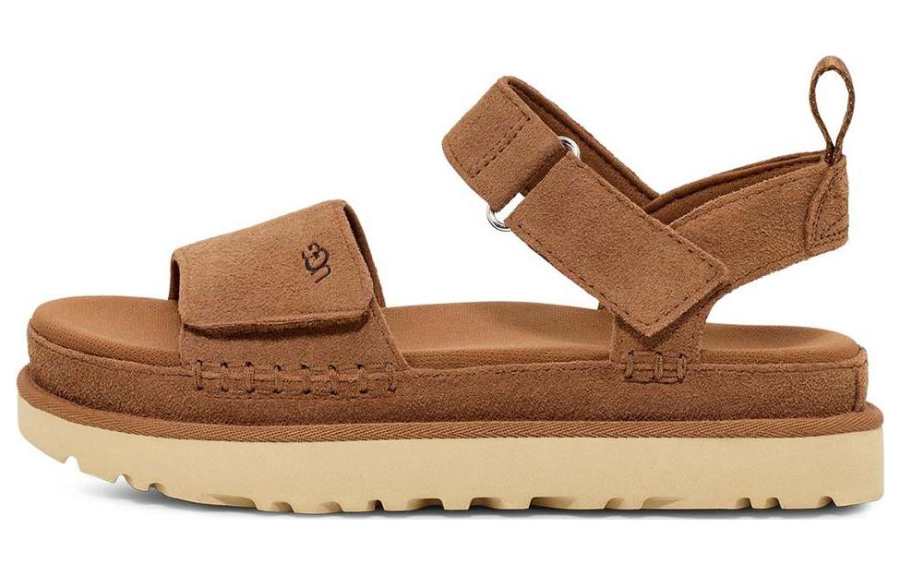 UGG Goldenstar Cow Split Leather Fashion Sandal Women's Chestnut Brown