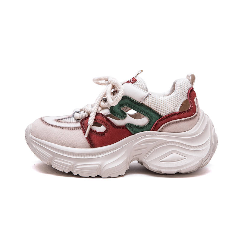 CHIBANG Top Grain Cow Leather Lightweight Low top Chunky Sneakers Women's