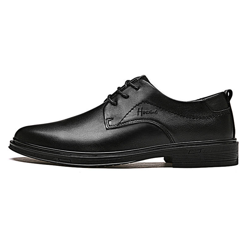 HAOXING Top Grain Cow Leather Casual Shoes Men's Black