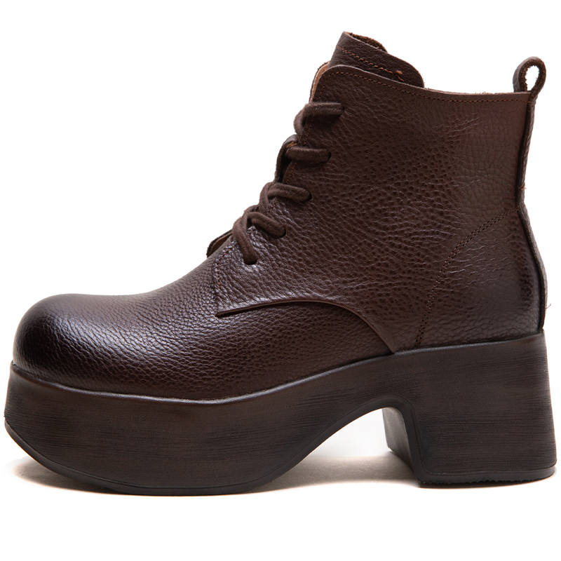 MATA Top Grain Cow Leather Combat Boots Women's