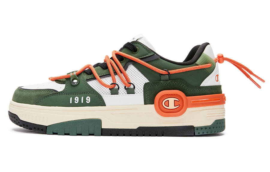 Champion ESSENTIALS Bumper V1 Low top Skateboard Shoes Men's Green Orange