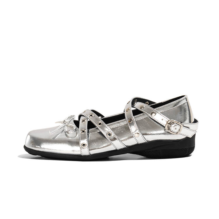 LAOMIAO Cow Leather Mary Jane Shoes Women's Silver