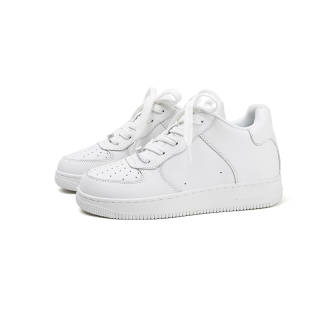 GOUGE Microfiber Leather Low top Skateboard Shoes Unisex White