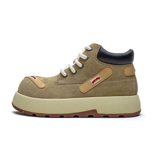 LUNMADENG Microfiber Leather Short Combat Boots Unisex Khaki