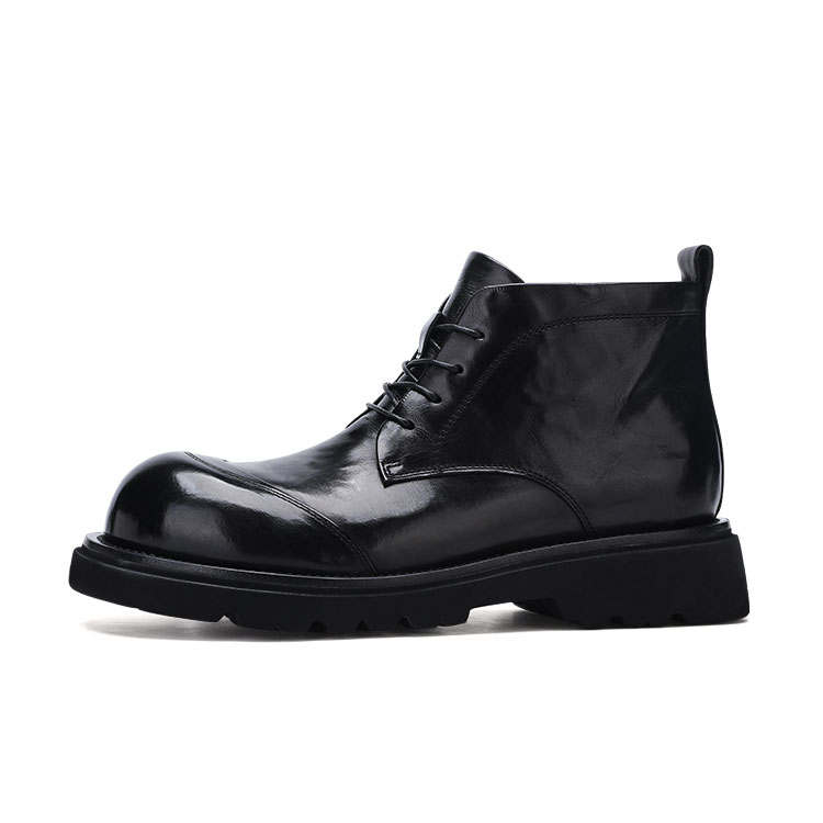 U7 U7 Top Grain Cow Leather Short Combat Boots Men's Black
