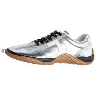 UNO FLATU Top Grain Cow Leather Wear resistant And Lightweight Low top Casual Shoes Unisex Record Silver