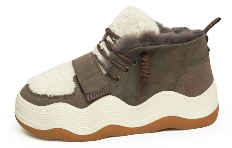 Joy&Mario Suede Thermal Height Increasing Fleece Lined Shearling Platform Ankle Length Snow Boots Women's