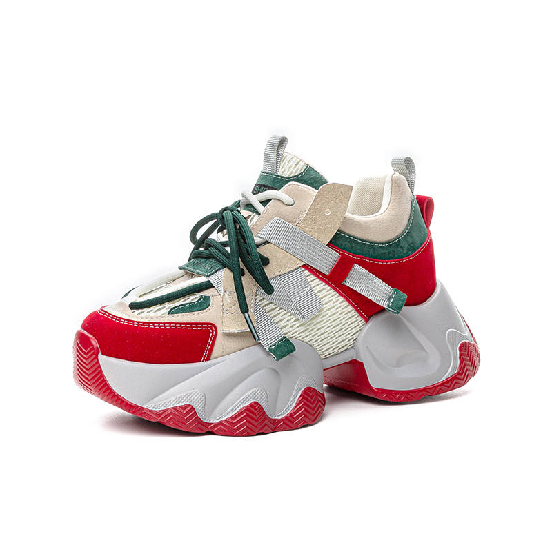 CHIBANG Cow Leather Lightweight Low top Chunky Sneakers Women's