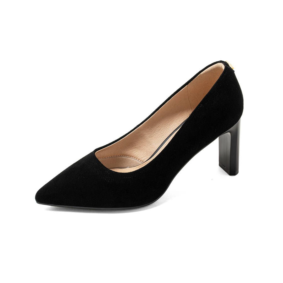 COMELY Sheepskin Chunky Heel High Heels 7.5cm Women's
