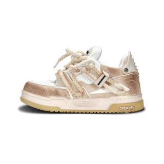 Haonanhuang Leather Stylish Skateboarding Shoes Unisex Rugby White