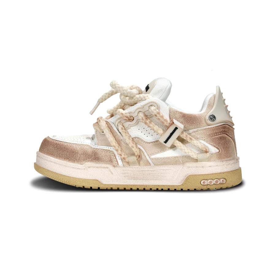 Haonanhuang Leather Stylish Skateboarding Shoes Unisex Rugby White