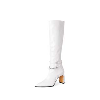 Hoov Top Grain Cow Leather Knee high Boots 8cm Women's