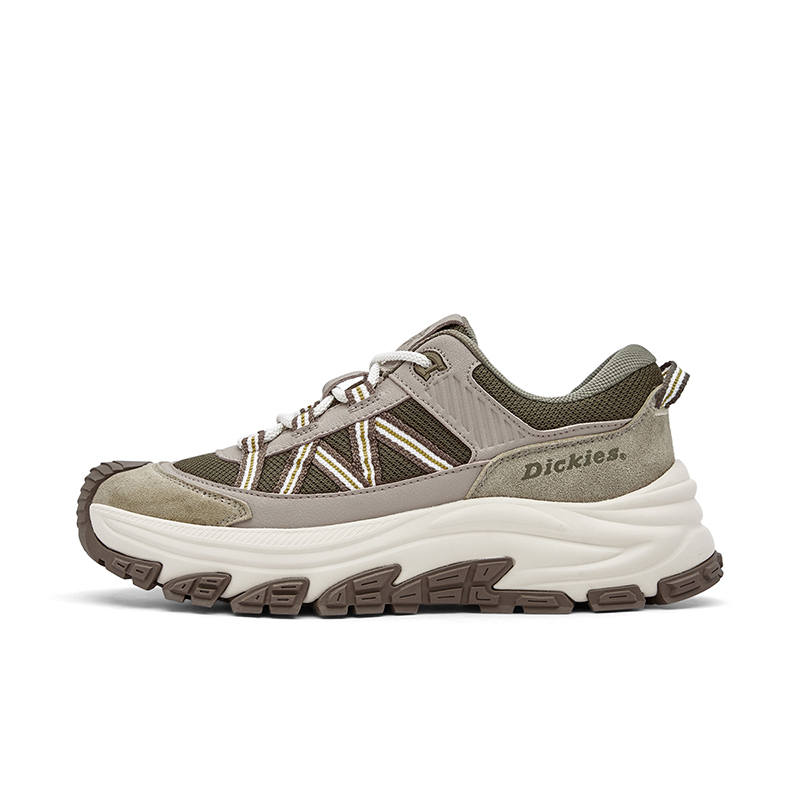 Dickies Synthetic Leather Slip Resistant, Abrasion Resistant, Lightweight Low top Chunky Sneakers Men's Brown Green
