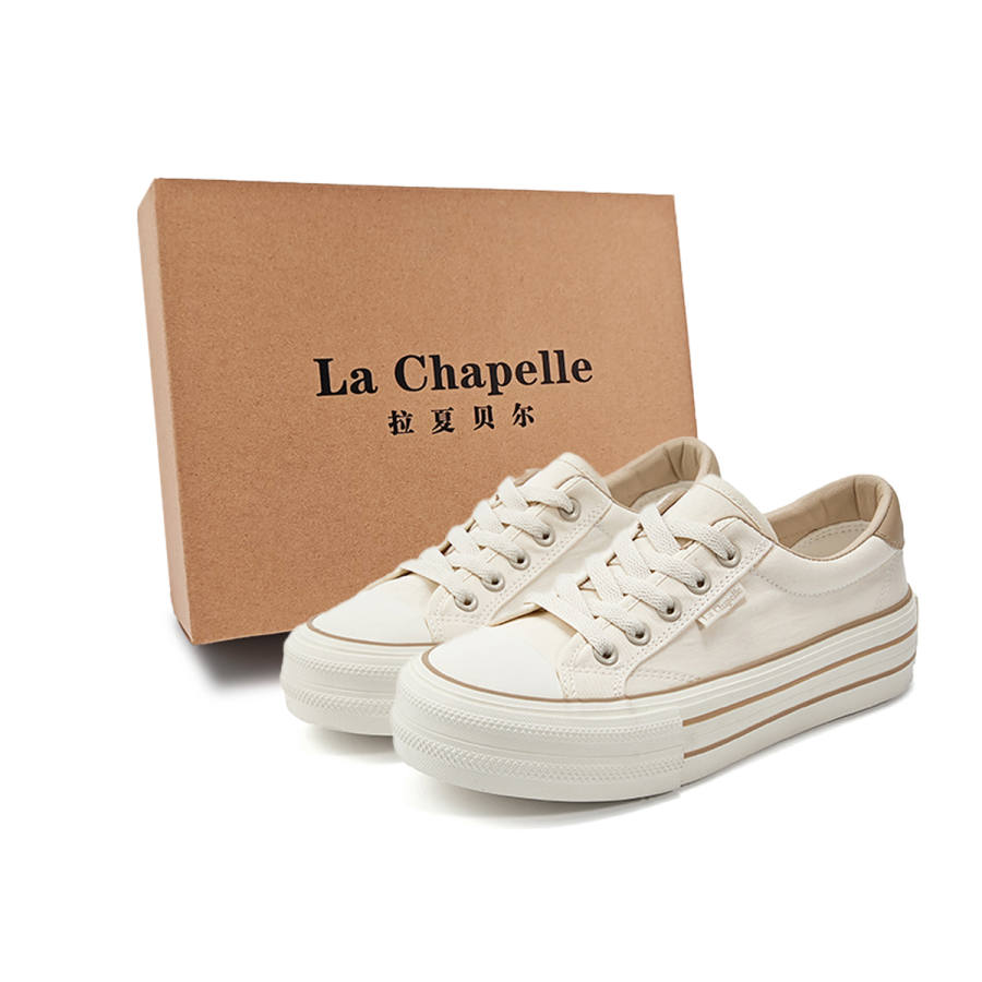 La Chapelle Anti Slip Wear Resistant Low Top Canvas Shoes Women's Beige