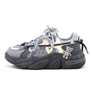 A&M Microfiber Leather Chunky Sneakers 5cm Women's Gray