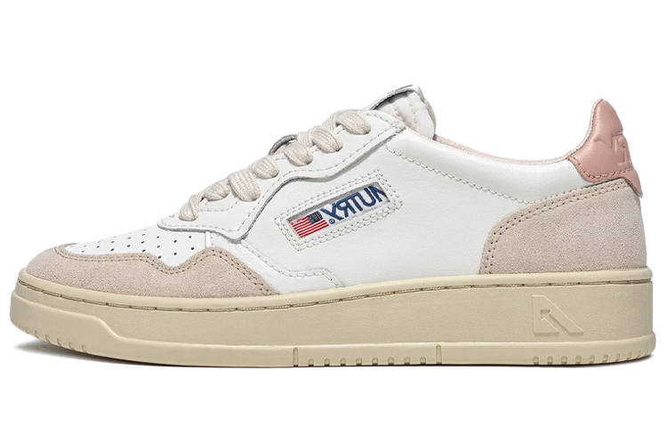 AUTRY AUTRY Medalist Leather Low White Pink Women's