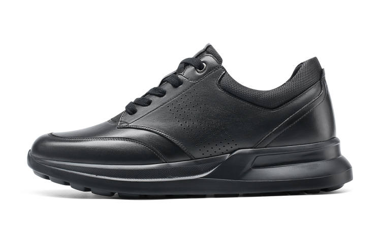 He Jinchang Top Grain Cow Leather Casual Leather Shoes Men's Black