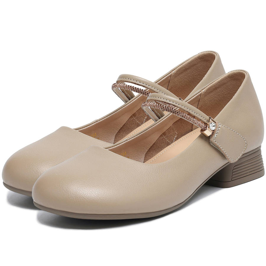 D:FUSE SCANDINAVIA D FUSE SCANDINAVIA Top Grain Cow Leather Block Heel Mary Jane Shoes Women's