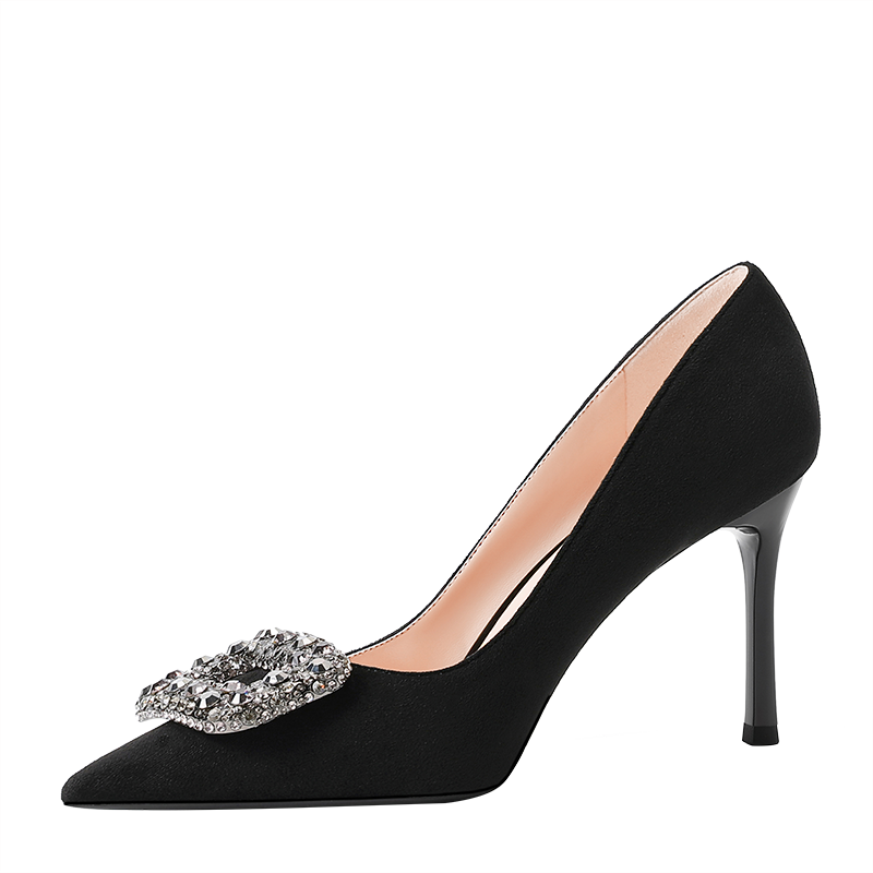 LIKE Suede Slim Heel High Heels Women's Black