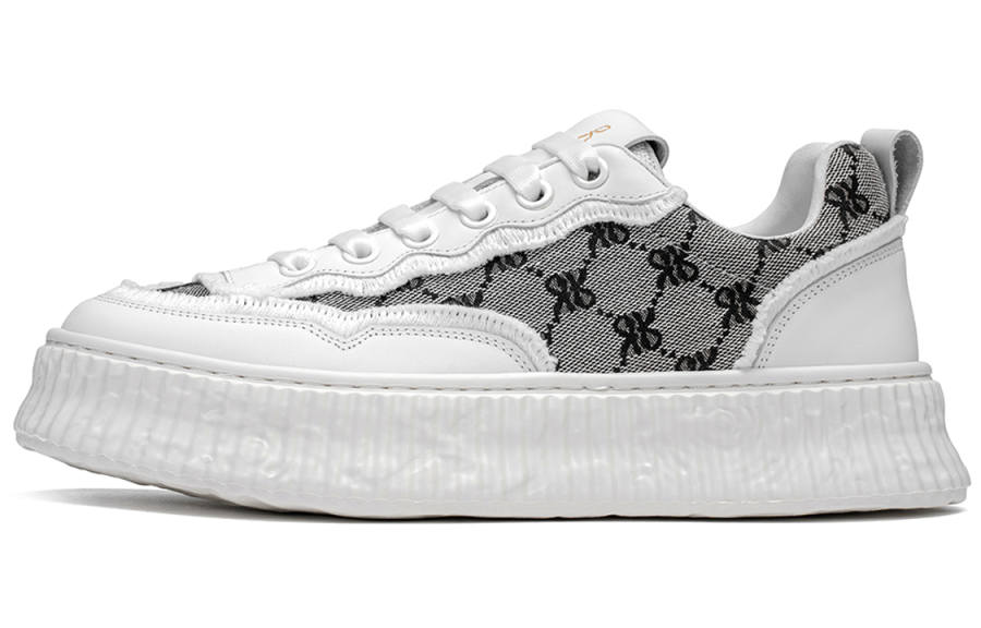 ROBERTA DI CAMERINO Fabric Stylish Skateboarding Shoes Men's White Gray
