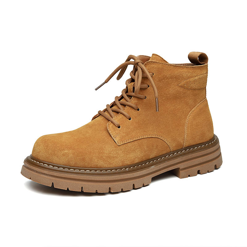 PINYI Split Pig Leather Trendy Combat Boots Men's Yellow