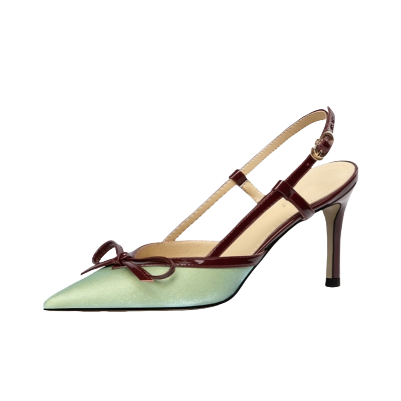 Xingdiman Silk Slim Heel High Heels Women's Satin Green